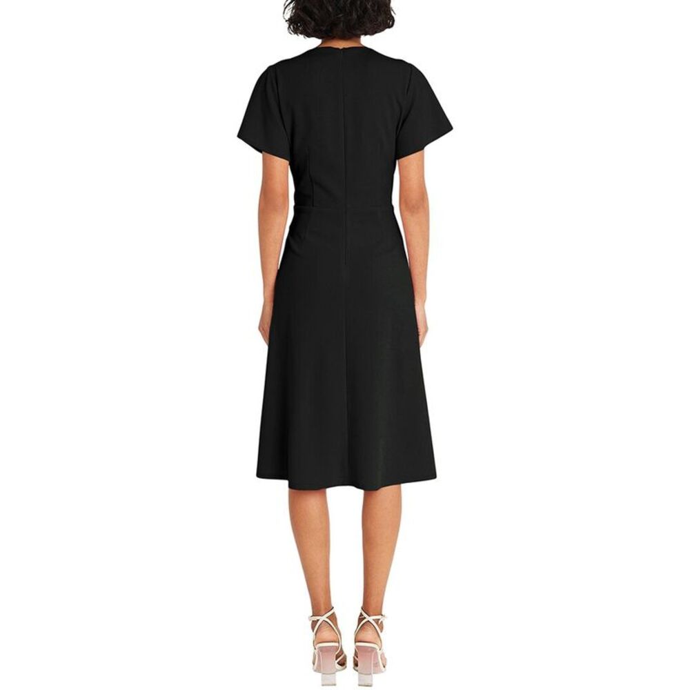 Maggy London Black Flutter Sleeve A-Line Midi Dress - Picture 2 of 3